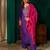 Women's violet silk embroidered straight kurta pant set with dupatta