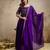 Women's purple chinon embroidered anarkali style gown with dupatta
