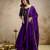 Women's purple chinon embroidered anarkali style gown with dupatta