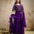 Women's purple chinon embroidered anarkali style gown with dupatta