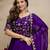 Women's purple chinon embroidered anarkali style gown with dupatta