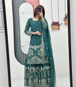 Womens new  heavy fox georgette fabric with heavy embroidery wrok kurta set