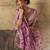 Women's lavender silk blend saree with rich zari woven design and traditional border with unstiched blouse piece
