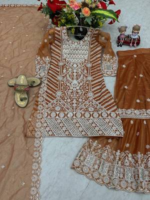 Womens heavy embroidery sequence work kurta set 4
