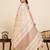 Women's elegant rose gold linen blend saree with unstiched blouse piece