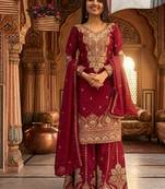 Womens new  wedding wear heavy embroidery thread work kurta set