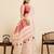 Women's elegant pink linen blend saree with unstiched blouse piece