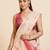 Women's elegant pink linen blend saree with unstiched blouse piece