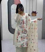 Womens new khadi cotton  heavy embroidery thread work kurta set