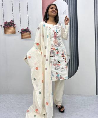 Womens khadi cotton heavy embroidery thread work kurta set 4