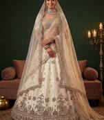 Ravishing Off White Sequins Silk Bridal Lehenga Choli With Double Dupatta