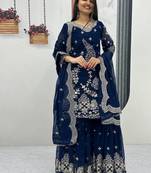 Womens new  heavy fox georgette fabric with heavy embroidery wrok kurta set