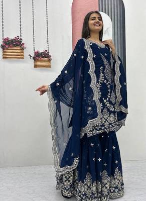 Womens new heavy fox georgette fabric with heavy embroidery wrok kurta set 4