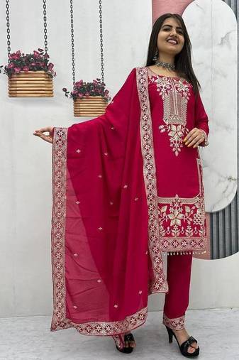 Womens new  wedding wear heavy embroidery thread work kurta set