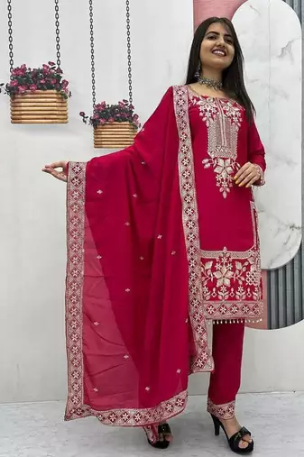 Womens new  wedding wear heavy embroidery thread work kurta set