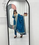 Womens new  wedding wear heavy embroidery thread work kurta set