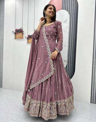 Womens new  heavy fox georgette fabric with heavy embroidery wrok gown  set 1