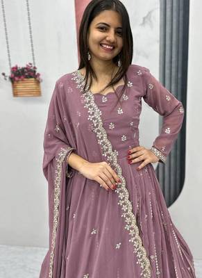 Womens new  heavy fox georgette fabric with heavy embroidery wrok gown  set 2