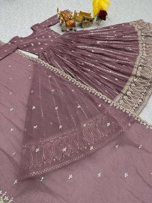Womens new  heavy fox georgette fabric with heavy embroidery wrok gown  set 3