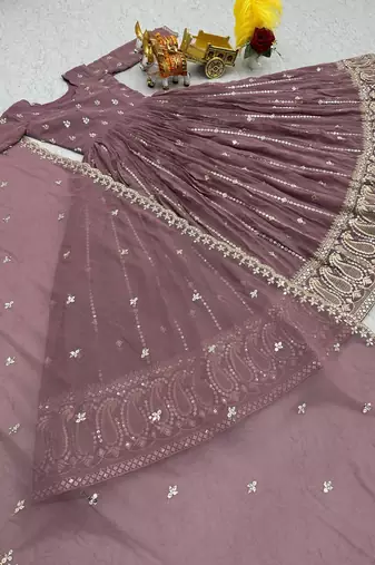 Womens heavy fox georgette fabric with heavy embroidery wrok gown set
