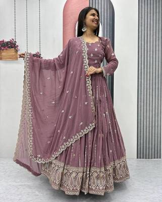 Womens new  heavy fox georgette fabric with heavy embroidery wrok gown  set 4