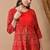 Ftdiva women's embroidered anarkali red printed kurti in rayon