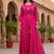Ftdiva women's embroidered anarkali long magenta kurti in rayon