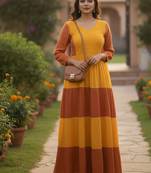 Ftdiva women's solid viscose rayon anarkali kurti in multicolor