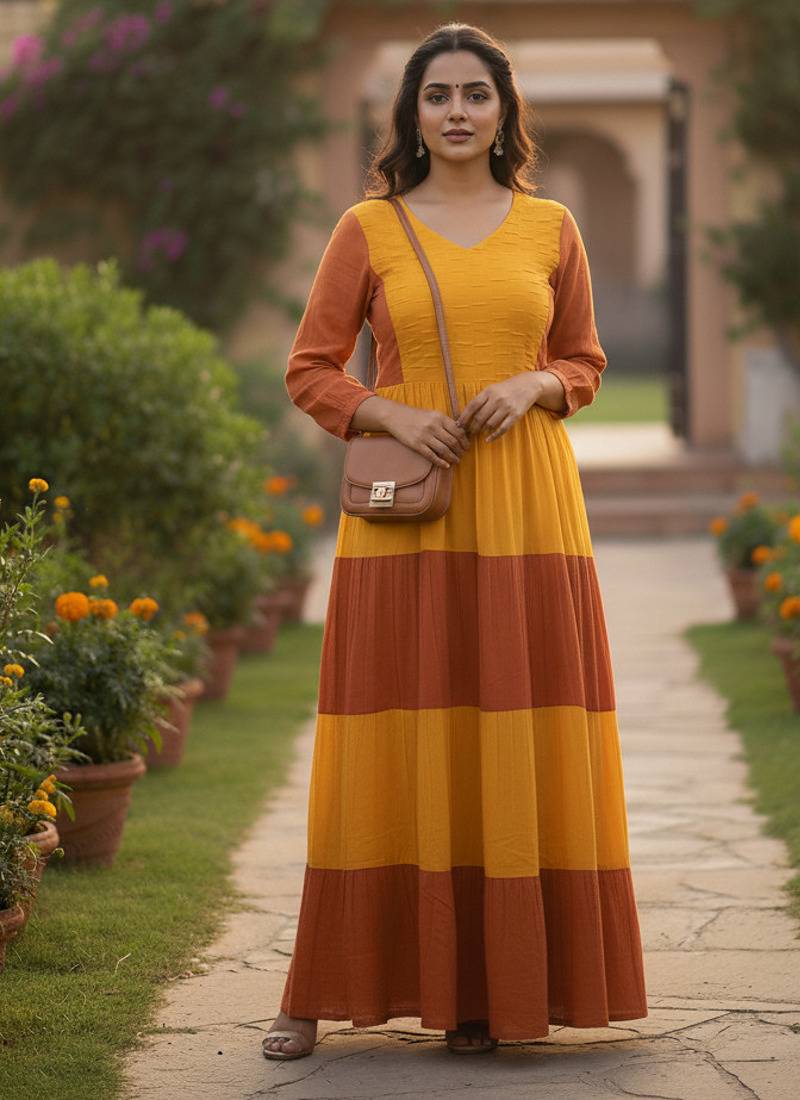 Ftdiva women's solid viscose rayon anarkali kurti in multicolor