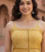 Ftdiva women's sleeveless printed frontslit kurta in maroon