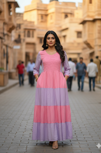 Ftdiva women's solid viscose rayon anarkali kurti in multicolor