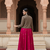 Ftdiva women's rayon anarkali kurti with jacket in deep pink