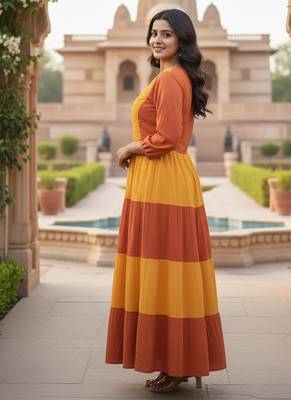 Ftdiva women's solid viscose rayon anarkali kurti in multicolor 5