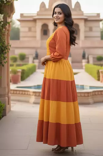 Ftdiva women's solid viscose rayon anarkali kurti in multicolor
