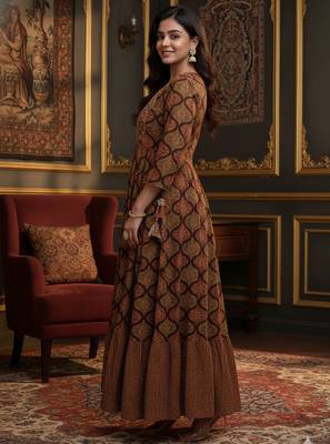Ftdiva women's embroidered anarkali rayon long kurti in multicolor  ( long kurti, festive kurti, kurti for women,) 4