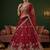 Appealing Red Bead Work Silk Bridal Lehenga Choli With Double Dupatta