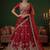 Appealing Red Bead Work Silk Bridal Lehenga Choli With Double Dupatta