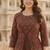 Ftdiva women's embroidered anarkali brown printed kurti in rayon