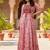 Ftdiva women's  embroidered anarkali pink printed kurti in rayon
