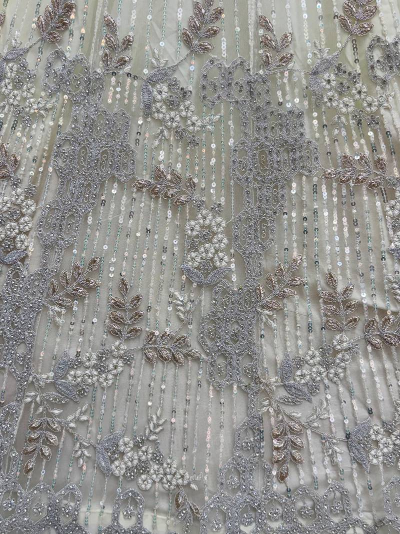 Sparkling Cream Zari Work Net Reception Wear Lehenga Choli With Dupatta