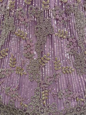 lavender zircon work net bridesmaid lehenga with blouse 6
