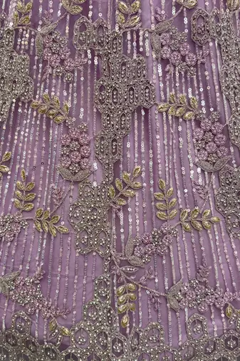 lavender zircon work net bridesmaid lehenga with blouse