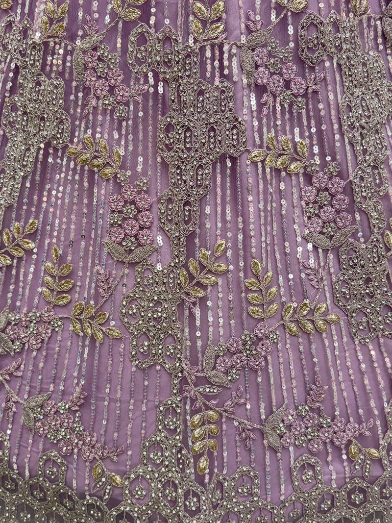 Breathtaking Lavender Zircon Work Net Bridesmaid Lehenga With Blouse