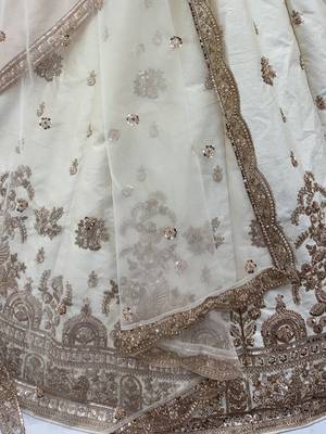 off white sequins silk bridal lehenga choli with dupatta 7