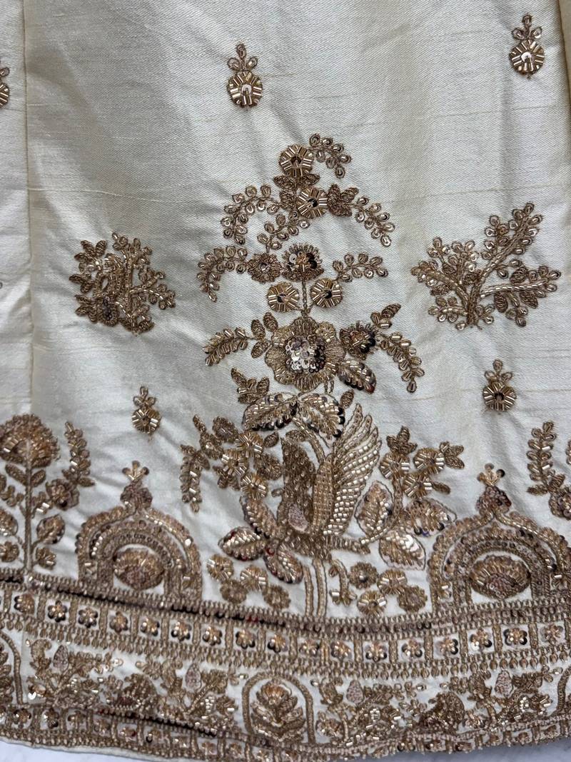 Ravishing Off White Sequins Silk Bridal Lehenga Choli With Double Dupatta