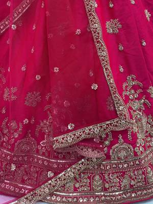 pink embroidered silk bridal lehenga choli with dupatta 6