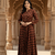 Ftdiva women's long flared rayon printed anarkali kurta in brown.