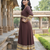 Ftdiva women's long flared printed kurti in brown