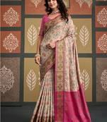 Of white patola silk blend party wear saree