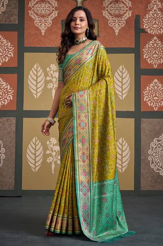 Olive patola silk party wear saree